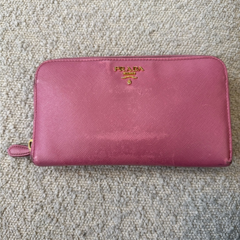 Prada Pink Saffiano Leather Wallet